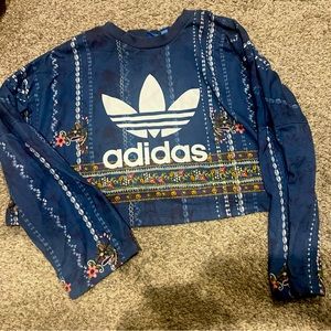 Adidas cropped printed sweatshirt womens size large .